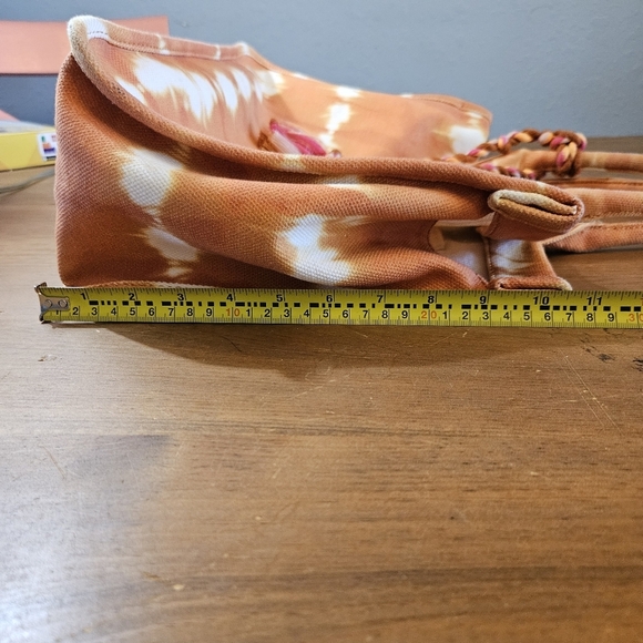 Vince Camuto Orla 100% Cotton Double Handle Tote Rusty Orange Tie Dye - Picture 10 of 11